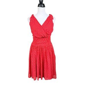 Vintage Cerruti 1881 EU 36 Red Polka Dot Sleeveless Fit & Flare 100% Silk Dress